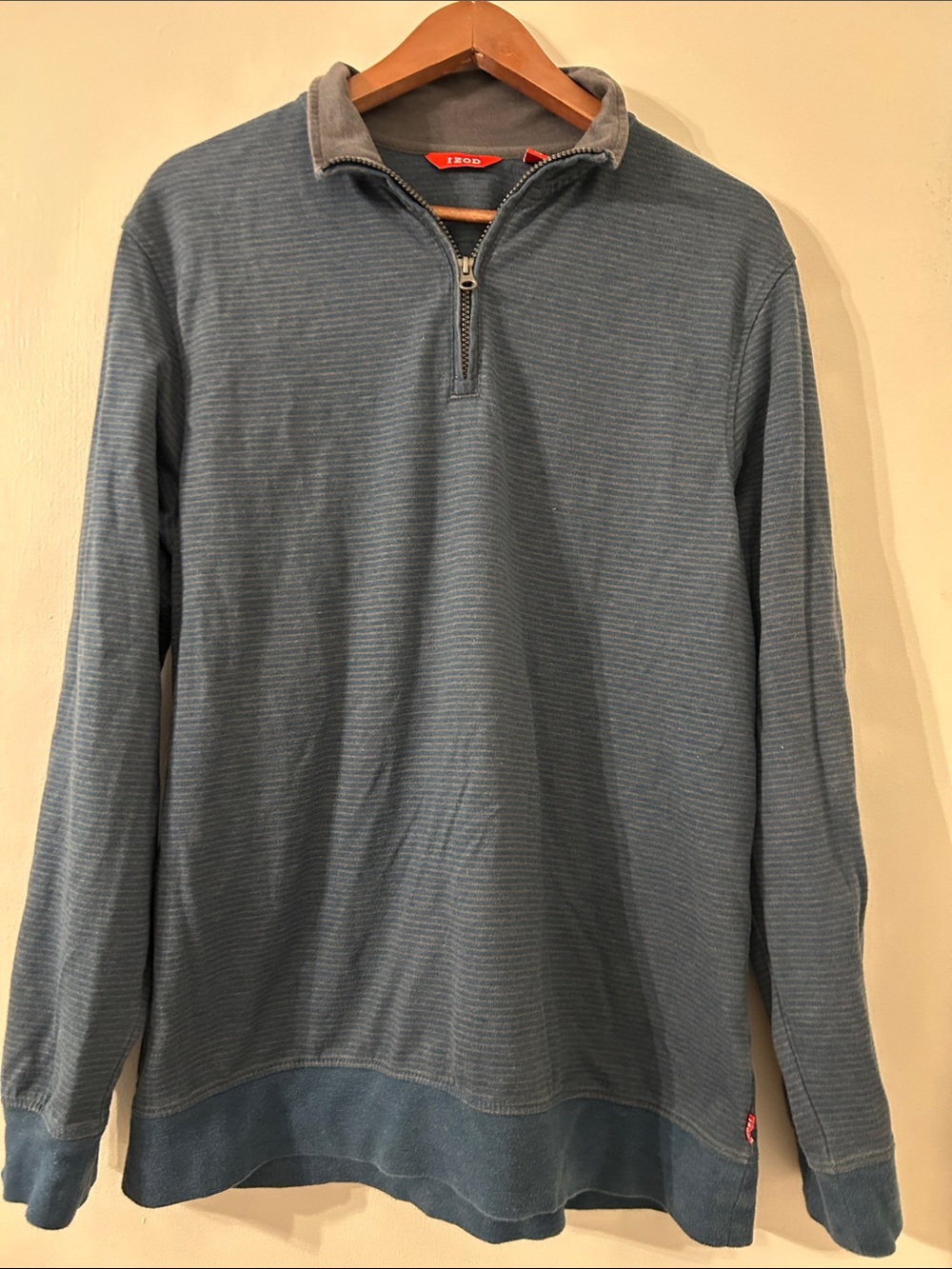 Izod Men's Steel Blue Stripe Quarter-Zip Pullover